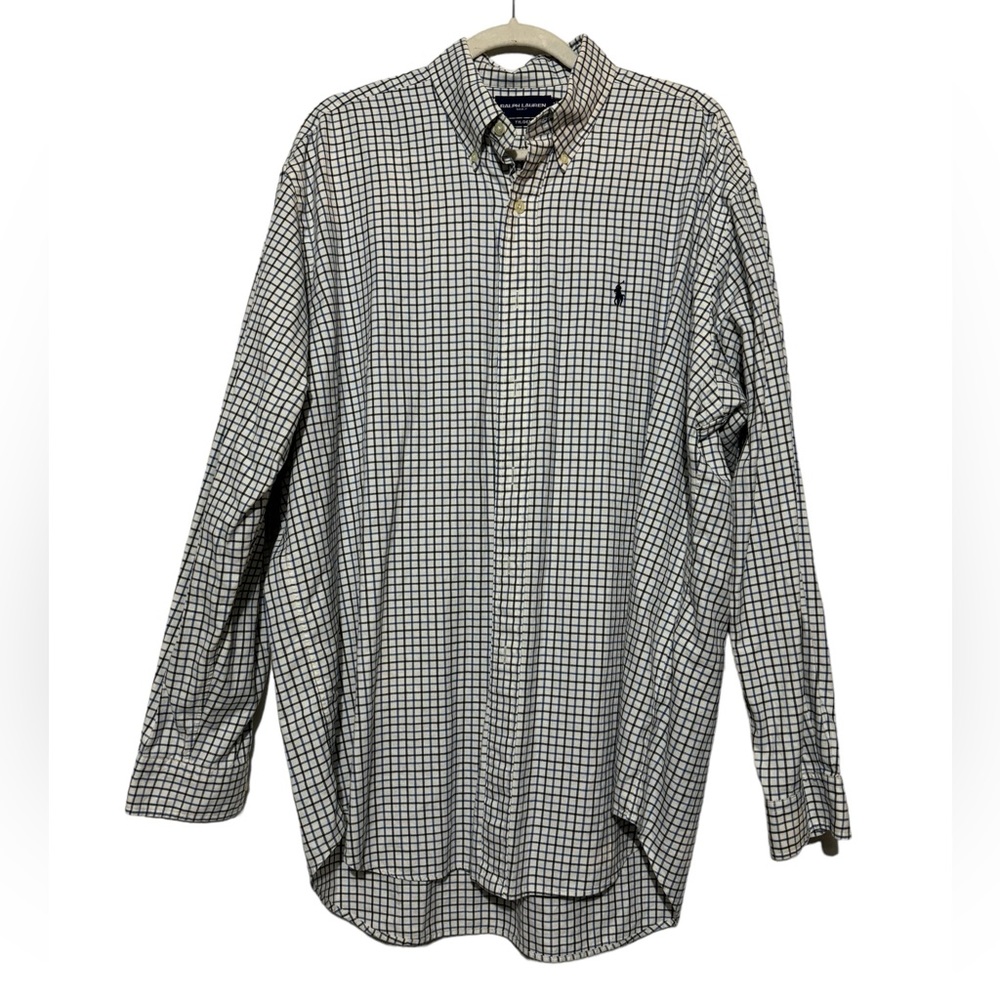 Ralph Lauren Golf ⛳️ Tilden Blue Check Gingham Button Front Shirt Mens Large